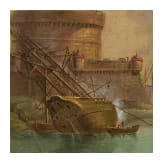 A Greek harbour scene with Turkish fleet, eastern European, circa 1800