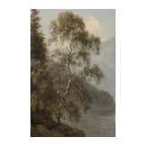 Georg Emil Libert (1820 - 1908) - Atmospheric Summer Landscape with River and Boat