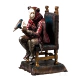 A bronze and ivory jester with parrot, Franz Rosse (1858 - 1900 Hanau), dated 1888