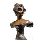 A female Art Nouveau bronze bust by Georges van der Straeten (1865 - 1941 Gent)