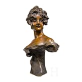 A female Art Nouveau bronze bust by Georges van der Straeten (1865 - 1941 Gent)