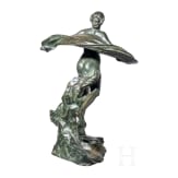 A bronze of a flying woman, foundry Ferdinand Barbedienne after a design by Gustave Michel (1851 - 1924), Paris, dated 1952