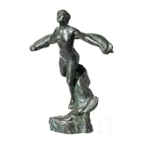 A bronze of a flying woman, foundry Ferdinand Barbedienne after a design by Gustave Michel (1851 - 1924), Paris, dated 1952