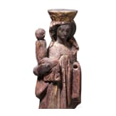 A German wooden figurine of the "Black Madonna" of Alt&ouml;tting, 15th/16th century