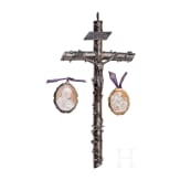 Pope Pius IX (1846-1878 the 255th Pope) - a presentation casket with crucifix and two silver and gold-mounted cameos with dedication from 1872