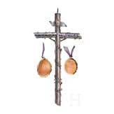 Pope Pius IX (1846-1878 the 255th Pope) - a presentation casket with crucifix and two silver and gold-mounted cameos with dedication from 1872