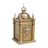 A monumental 94 cm high brass artophorion (reliquary), dated 1947