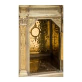 A monumental 94 cm high brass artophorion (reliquary), dated 1947