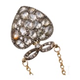 A Russian 14ct gold chain with heart-shaped pendant set with 33 diamonds (circa 6ct), circa 1880