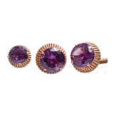 A pair of 14ct gold and amethyst cufflinks and an earring