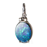 A 14 ct ring and a pendant with opal doublet and triplet with brilliants (approx. 0.72 ct)