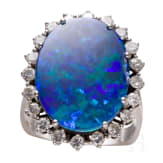 A 14 ct ring and a pendant with opal doublet and triplet with brilliants (approx. 0.72 ct)