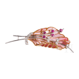 A 18ct gold and plique a jour leaf-shaped brooch
