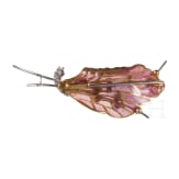 A 18ct gold and plique a jour leaf-shaped brooch