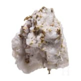 A white quartz with yellow gold veining