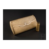 A 18ct gold evening bag and a 18ct gold atomizer, 1950s/60s
