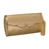 A 18ct gold evening bag and a 18ct gold atomizer, 1950s/60s