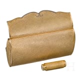A 18ct gold evening bag and a 18ct gold atomizer, 1950s/60s