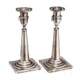 Two silver candlesticks, Augsburg, Jakob Samuel Allg&ouml;wer (Master 1798 - 1809), 1804 and Johann Sigmund Christeiner (Master 1800 - 1831), 1805 resp.