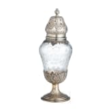 A silver-mounted French cut-glass sugar caster, late 19th century