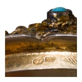 A small silver-gilt lidded box with enamel and turquoises, 19th century