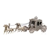 Two miniature silver ships and a four-horse carriage, Netherlands, 1985/86