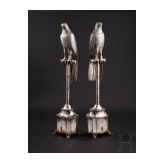 A large pair of German silver falcons, Hanau, circa 1900