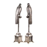 A large pair of German silver falcons, Hanau, circa 1900