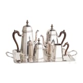 An Italian five-piece coffee and tea set, silver, stamped Lavorazione Mano, after 1968