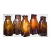 Five German glass bottles, 19th century