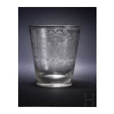 A glass beaker with emblem of the butcher guild, dated 1744