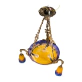 An Art Nouveau glass ceiling light with swans, Lun&eacute;ville, Muller Fr&egrave;res, circa 1920