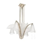 A French art deco chandelier with glass shades, Paris, Etablissements Jean Gauthier, circa 1930