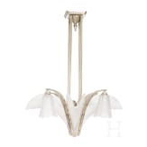 A French art deco chandelier with glass shades, Paris, Etablissements Jean Gauthier, circa 1930