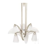 A French art deco chandelier with glass shades, Paris, Etablissements Jean Gauthier, circa 1930