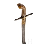 An Ottoman shamshir with rhino-horn grips, circa 1850
