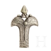 A silver and nickel-silver mounted Yemenite djambia, 20th century