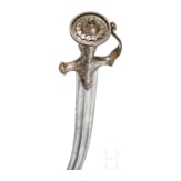 An Indian tulwar with damascened hilt and inscription, circa 1800