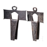 Two Mexican iron stirrups (estribo del cruz), 18th century