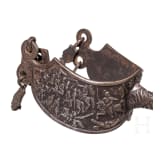 A pair of French rowell spurs in Gothic style with ciseled ornaments, 19th century