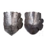 Two armoured kneecaps from a German cuirassier's armours, circa 1620