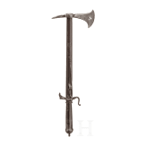 A German matchlock shooting horseman's axe, historicism in 16th century style