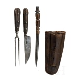 A set of travelling cutlery with ibex-horn grips, Salzburg, circa 1800