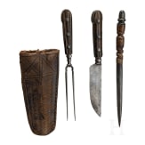 A set of travelling cutlery with ibex-horn grips, Salzburg, circa 1800