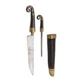 A large Alpine carter's cutlery set with chamois horn handles, circa 1800
