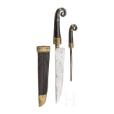 A large Alpine carter's cutlery set with chamois horn handles, circa 1800