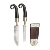 A Styrian carter's cutlery gift set with chamois horn handles, dated 1840