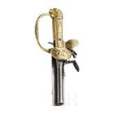 A flintlock hunting hanger with brass hilt, circa 1770