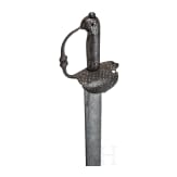 A short English cutlass with silver-damascened hilt, dated 1630