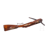 A Saxon crossbow with four bolts, dated 1755